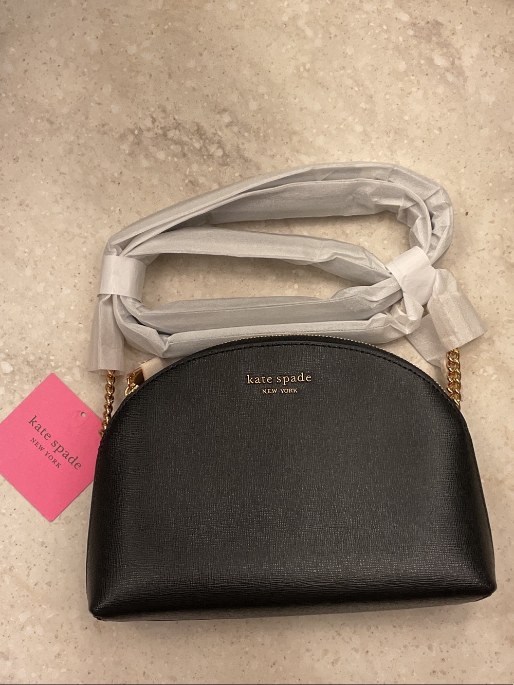 kate spade Black Morgan Mini Leather Dome Crossbody